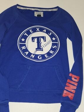 PINK Victoria's Secret Blue Texas Rangers Pullover Hoodie